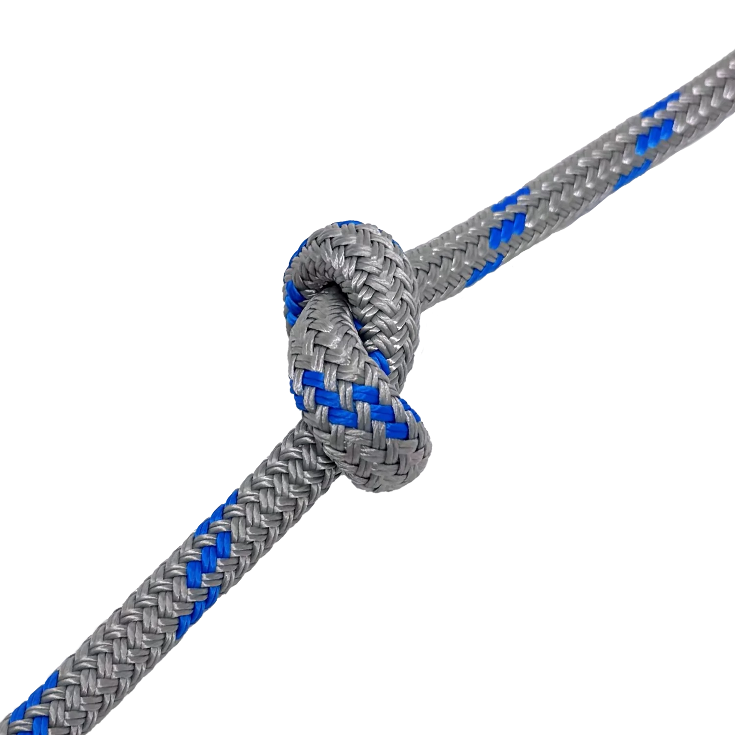 grey and blue tapersteel rope